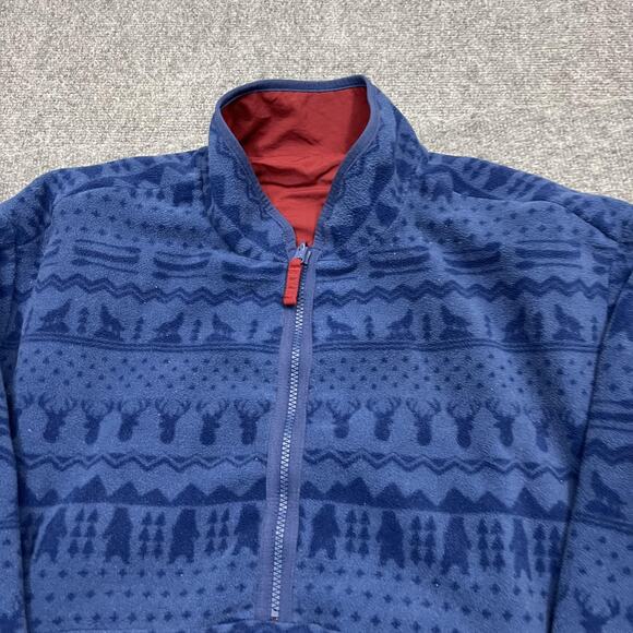 Chubbies Beach Club Jacket Mens Large Red Blue Reversible Fleece Pullover Anorak - Picture 5 of 10